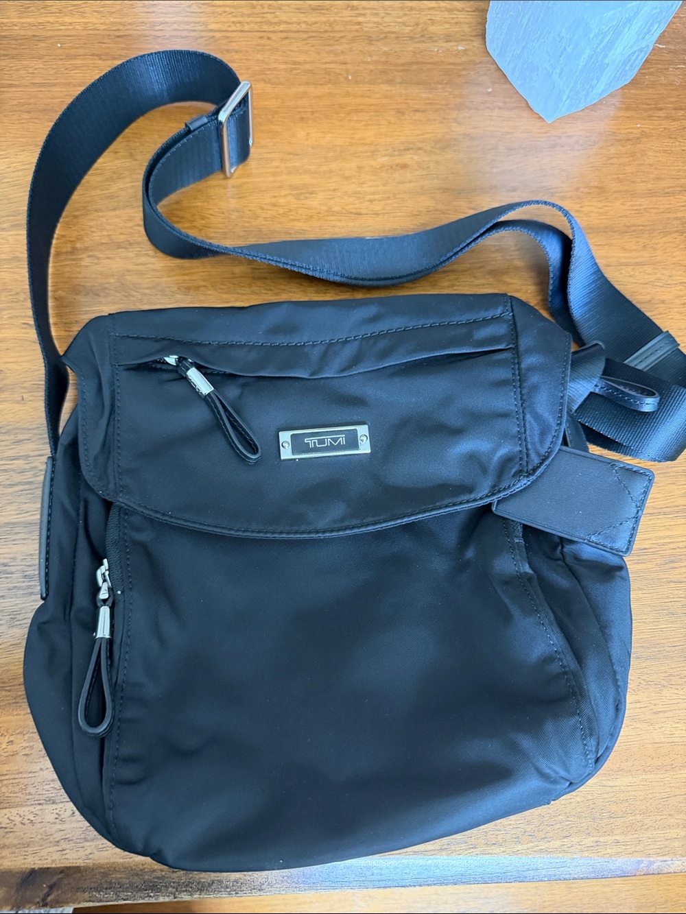 Tumi Black Nylon Messenger Crossbody Bag